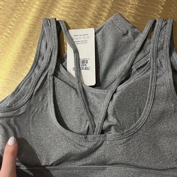 NWT Gray Sports Bra & Biker Shorts Set - Picture 3 of 6